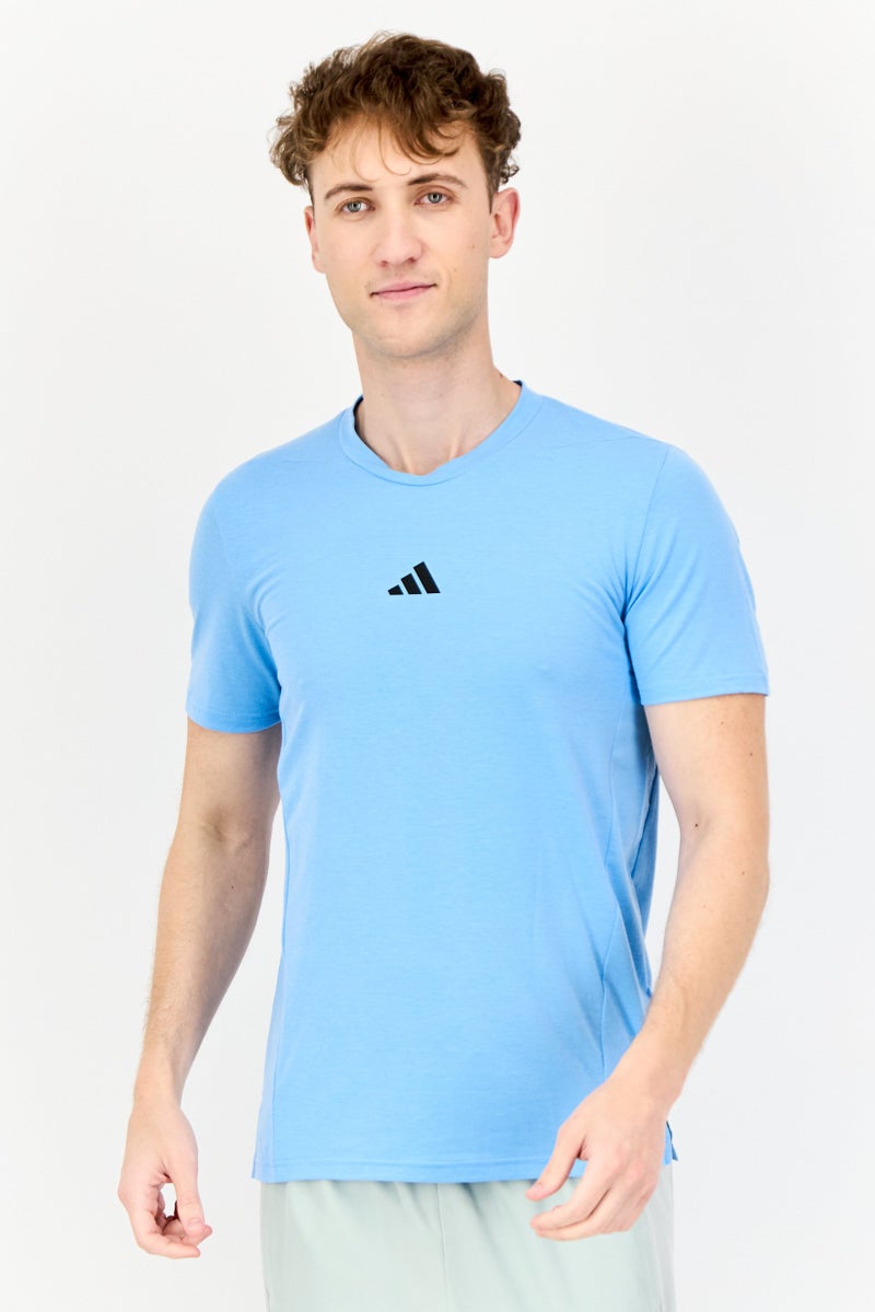 Adidas Men Sportswear Fit Short Sleeve Training T-Shirt, Blue - Image 1